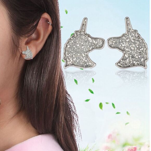 (H3) Sparkly Unicorn Earrings - Picture 4 of 4